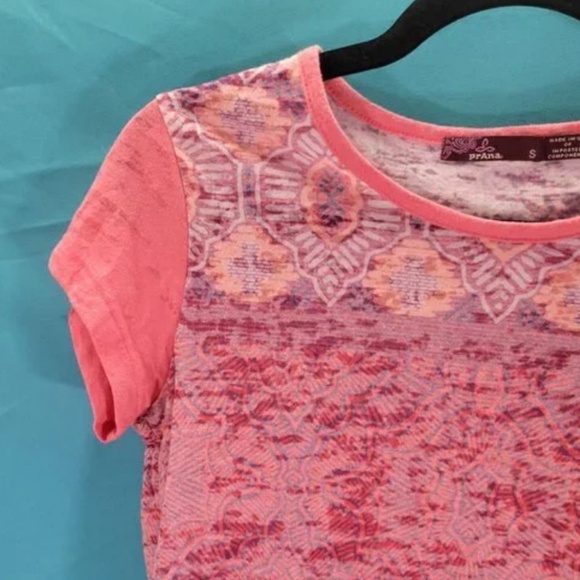 Prana Womens Short Sleeve Patterned Top (Size: Small/Pink) - Picture 4 of 11